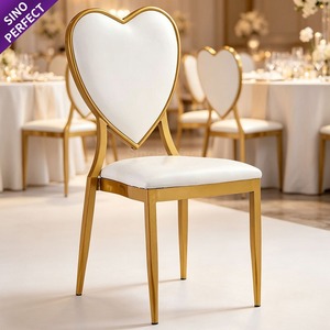 Factory Shiny Golden Metal Iron Chromed Heart Back Event <b>Chair</b> Modern Ceremony Luxury Hotel <b>Chair</b> for Wedding Banquet Party - Product Image 1