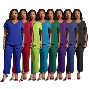 Women's Scrub Set Purple V-Neck Short Sleeve With Pockets Hospital Uniforms - Product Image 5