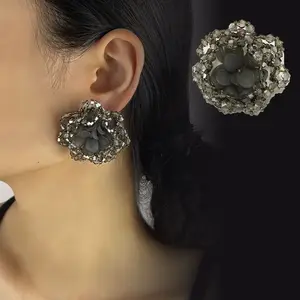 BOXUAN Diamond-encrusted Crystal Earrings Cross Border Hot Earrings Fresh Design Sense Earrings