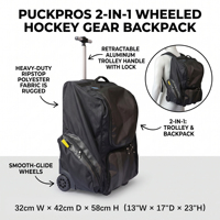 Sac à dos de hockey sur glace à roulettes, sacs de hockey personnalisés avec roulettes, grand rangement pour équipement complet senior et gardien de but