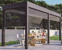 Pavillon de jardin en alliage d'aluminium avec télécommande, à lames orientables, pergola rétractable, résistant au soleil et à l'eau