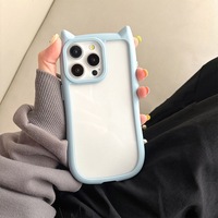 Coque transparente antichoc avec oreilles de chat 3D pour iPhone 16 15 14 13 12 11 Pro 13 Coque pour iPhone