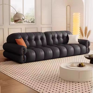 Sofá de Cuero de Primera Calidad con Diseño de Teclas de Piano, Color Crema, Estilo Moderno, Tapizado para Sala de Estar, Muebles para el Hogar - Product Image 6