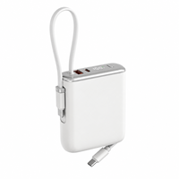 Power Bank Portabel Ringkas 10000mAh 22.5W PD Pengisian Cepat Layar LCD Digital Lensa Perak Lapis Vakum Gesper Paduan Seng OEM