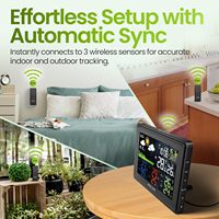 BALDR Station météo domestique thermomètre intérieur/extérieur sans fil 3 capteurs à distance réveil atomique rétro-éclairage moniteur d'humidité