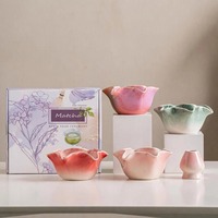 Ensemble de 100 pièces de bols à matcha en porcelaine japonaise écologique de 350 ml, motif feuille de lotus, avec fouet et support, style moderne, pour le commerce transfrontalier
