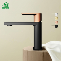 Robinet de lavabo à col haut, monocommande, en laiton noir mat, avec cartouche céramique, design contemporain, à poser sur le comptoir, pour salle de bain