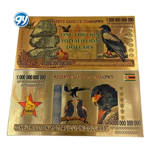 Livraison gratuite Billet de banque en plastique plaqué or en dollars zimbabwéens pour collection - Product Image 2