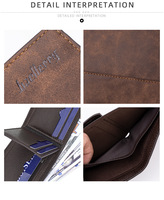 Baellerry dompet ramping pria mewah grosir kulit lipat tiga Cuir de Luxe Portefeuille