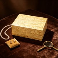 Boîte cadeau en bois à texture craquelée avec insert en mousse, design tiroir, charnière et poignée métalliques, logo personnalisé pour l'emballage de parfums arabes de luxe