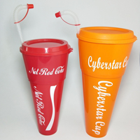 Gobelets 2-en-1 en plastique pour pop-corn et cola avec paille – Idéal pour les soirées cinéma