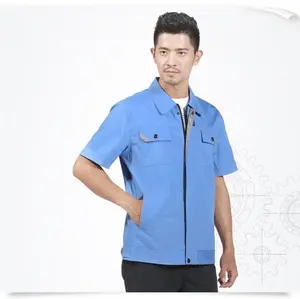 Logotipo personalizado verano hombre uniforme de trabajo mecánico camisa de manga corta durable en uso de trabajo uniforme para la venta