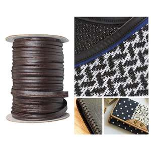 Fournitures de couture de ruban de biais de pli en similicuir marron pour la tuyauterie et la reliure de vêtement - Product Image 4