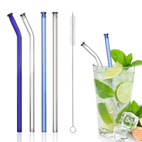 Lot de brosses de nettoyage pour pailles en verre borosilicate en gros, avec plus de 5 pailles réutilisables, sans BPA, écologiques, droites, courbées et colorées pour le café
