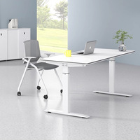 Table de formation pliable en métal réglable électriquement, table de conférence longue, bureau de réunion avec système de réglage de la hauteur