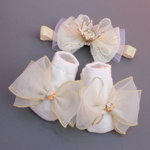 Baby Lace Headband Sock Set 3D Organza <b>Flower</b> Infant Hair Band Anti Slip Cotton Socks Newborn Photo Prop Hair Accessories Gift - Product Image 3
