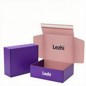 Boîtes en papier rose personnalisées pour l'emballage, l'expédition, boîte à courrier ondulée avec fermeture éclair, emballage avec logo imprimé personnalisé - Product Image 2
