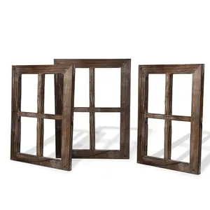 Practical old country style window outdoor handmade craft saw tooth hanger home decor wood frame