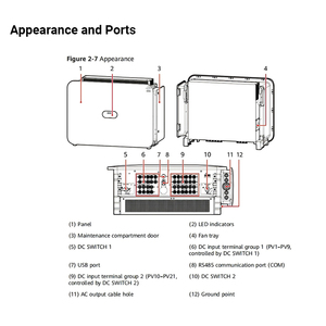 อินเวอร์เตอร์ <span class=keywords><strong>SUN2000</strong></span> 150K MG0 แบบสามเฟส กำลังสูง 150 กิโลวัตต์ เชื่อมต่อกับระบบไฟฟ้า คลื่นไซน์บริสุทธิ์ สำหรับอุตสาหกรรม มาตรฐาน IP66 สำหรับแผงโซลาร์เซลล์ - Product Image 4