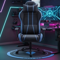 Chaise de jeu ergonomique confortable avec dossier haut, support lombaire, accoudoirs réglables, pour ordinateur, PC, gamer, course automobile