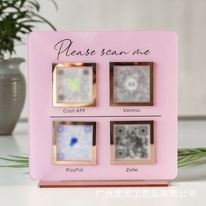 Customize Tabletop Acrylic or <b>Wooden</b> Facebook Ins <b>Plaque</b> Gold Qr Code Beauty Sign Business Social Media Sign With Stand - Product Image 2