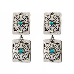 Boucles <span class=keywords><strong>d</strong></span>'oreilles pendantes surdimensionnées vintage bohèmes occidentales avec pampilles éclair turquoise pour femme, bijoux de mode audacieux - Product Image 5