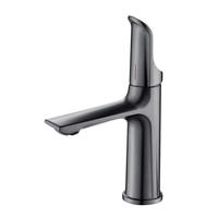 Robinet de lavabo moderne à levier unique avec bec conique et aérateur, corps incurvé organique, monotrou, en alliage de zinc