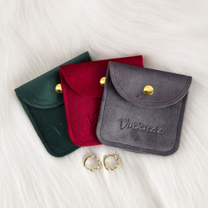 Vinkende Velvet Jewelry Bag Oval Snap Button Storage Case For Necklace Earring <b>Bracelet</b> Pendant 10x10cm - Product Image 2