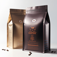 Emballage de grains de café en plastique PE refermable et réutilisable avec logo personnalisé imprimé, fond en aluminium, fermeture à glissière
