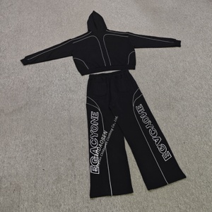 Conjunto Deportivo CHIDAOREN Streetwear 100% Algodón, Sudadera con Capucha Doble Gruesa, Pantalones Deportivos con Estampado Reflectante para Hombre - Product Image 2