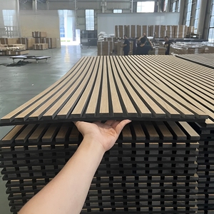 Panneaux acoustiques modernes noirs 600*2400mm en lattes de <span class=keywords><strong>bois</strong></span> Acupanel pour décoration murale intérieure, salon et entrepôt, à rainures - Product Image 5