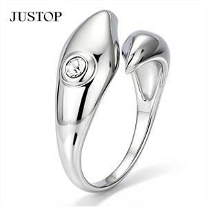 JUSTOP Geometric Stainless Steel <b>Ring</b> Rhodium Plated Modern Unisex <b>Plain</b> Band Fashion <b>Ring</b> Daily Wear - Product Image 2