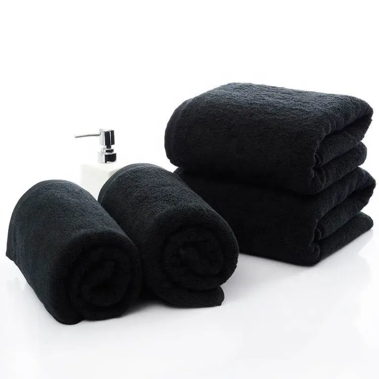 Pamuk çamaşır suyu geçirmez spa/saç/güzellik salonu el havlusu güvenli kdv boyalı siyah kuaför havlu