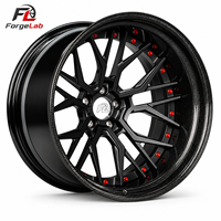 Jantes forgées en deux parties en alliage d'aluminium T6061-T6 ForgeLab, finition carbone noir mat, personnalisables OEM/ODM pour voitures