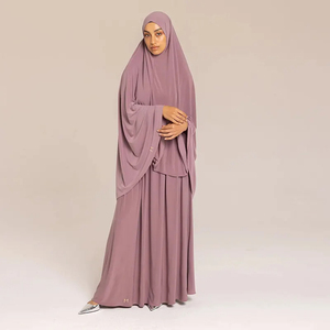 Fabbrica personalizzata Dubai <span class=keywords><strong>abbigliamento</strong></span> tradizionale musulmano donna essenziale moda tacchino Nida Niqab Jilbab completo preghiera Khimar Set - Product Image 4