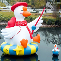 Modèle d'air gonflable personnalisé en forme d'oie blanche |   Grande figurine gonflable de canard de dessin animé, spectacle aquatique accrocheur