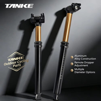 TANKE Fahrrad-Dropper-Sattelstütze 27,2/30,9/31,6mm 105/130mm Verstellweg Interne Kabelführung Fernbedienung Hebefunktion MTB Fahrrad-Sattelstütze