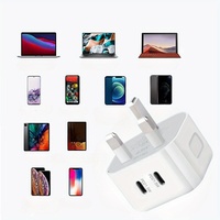 Chargeur électrique double port Type-C PD 21,5 W, prise EU/UK/US/AU, câble USB-C, charge rapide pour téléphones mobiles, montres intelligentes, écouteurs