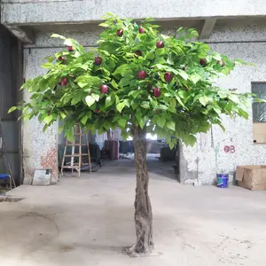 緑のプラスチック葉人工リンゴ果樹ガーデン屋内装飾