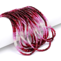 Perles de rubis naturel facettées de qualité AAA, forme rondelle, 3,5-4 mm, pierres précieuses roses, brin de 16 pouces, fabrication de bijoux, vente en gros