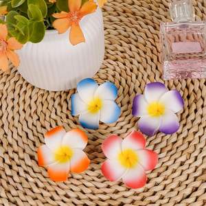Pince à Cheveux Artisanale Fleur d'Œuf Rose Artificielle Frangipanier 4-11CM pour Vacances en Bord de Mer - Product Image 5