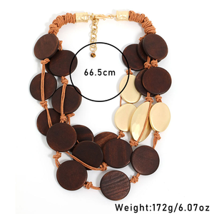 Nuova Collana Artigianale in Legno con Perline, Stile Boho, con Perle Miste in Legno e Acrilico, Gioielli di Moda Europei e Americani - Product Image 2