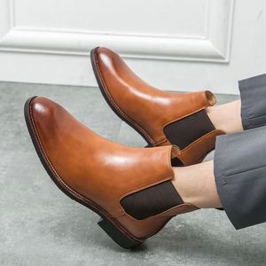 Nouvelles bottes Chelsea pour hommes automne-hiver, bottes courtes à bout pointu, bottes à enfiler pour hommes, style business - Product Image 5