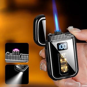 Encendedor eléctrico <span class=keywords><strong>y</strong></span> <span class=keywords><strong>butano</strong></span> recargable de doble llama, cuerpo de metal a prueba de viento, logotipo personalizado disponible - Product Image 1