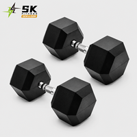 Haltères en caoutchouc et fonte SK Commercial pour la musculation en salle de sport, club de fitness ou entraînement à domicile