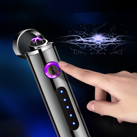Briquet électrique intelligent à double arc USB rechargeable, plasma, coupe-vent, sans flamme, avec indicateur LED de charge, pour cigarettes, idéal pour les cadeaux promotionnels