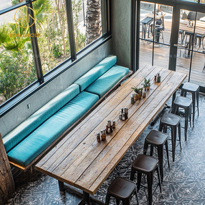 Caffetteria bar <span class=keywords><strong>in</strong></span> <span class=keywords><strong>legno</strong></span> panca ristorante <span class=keywords><strong>in</strong></span> <span class=keywords><strong>legno</strong></span> divano stand tavolo <span class=keywords><strong>con</strong></span> sedia Set mobili per ristorante - Product Image 6