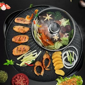 Electric Hot Pot And Grill Combo 34 Inch Round For Cooking Meat Fish Vegetables With Steam Function - Product Image 1