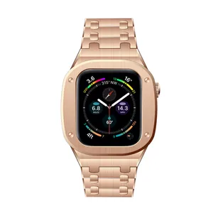 Luxe Gold Diamond Moissanite 40Mm 44Mm Rvs Soft Cover Case Voor Apple Horloge Serie 6