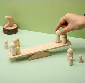 몬테소리 장난감 나무 아기 장난감 균형 계산 장난감 수학 게임 미완성 나무 손톱 인형